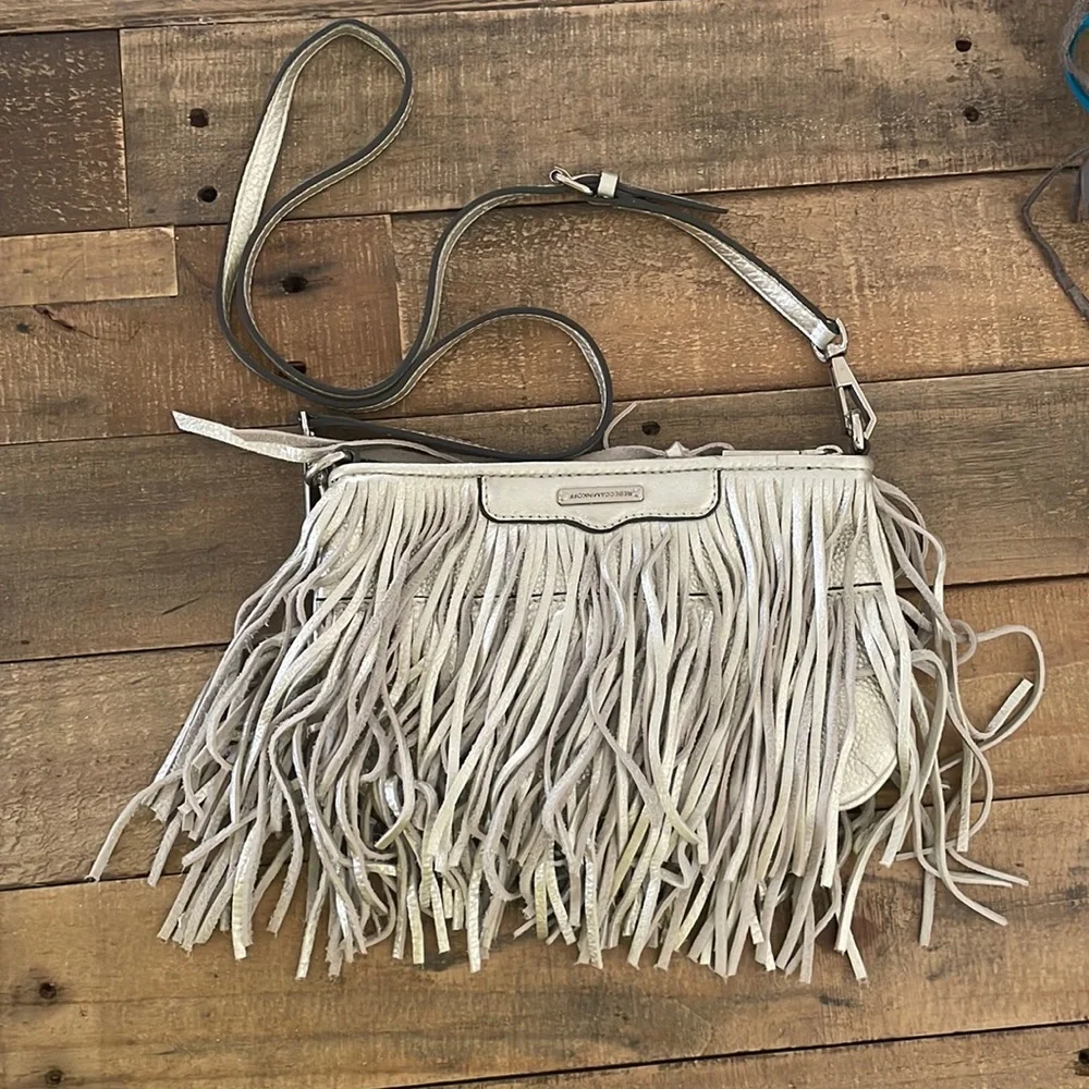 Fringe Crossbody Bag in Light Silver by Rebecca Minkoff - Picture 1 of 5